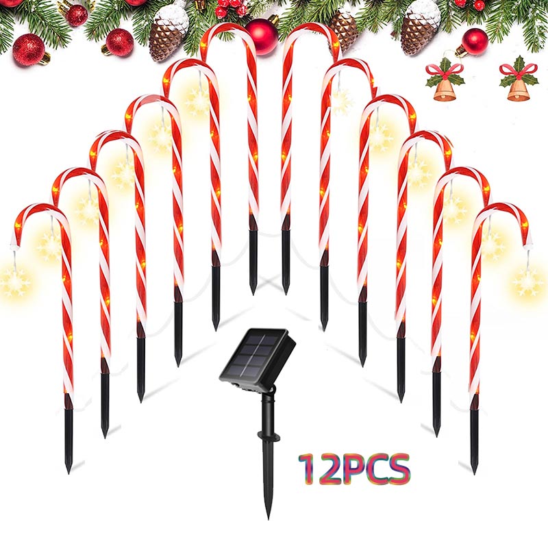 Solar Powered Outdoor Christmas Decoration Cane Lights